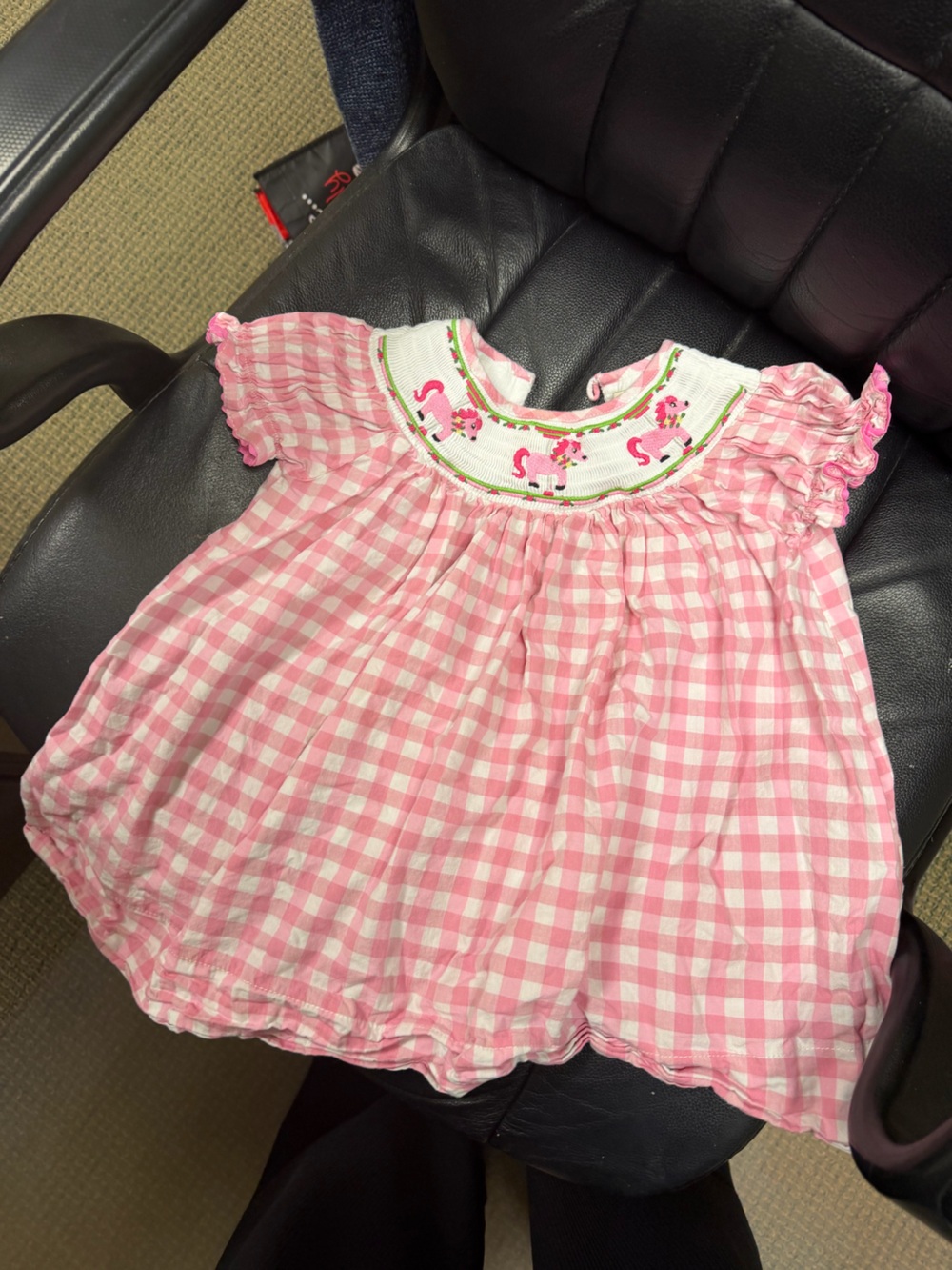 Honeydew USA Pink Gingham Smocked Unicorn Dress